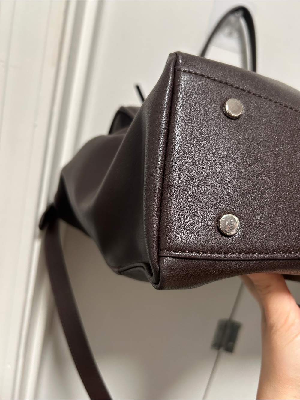 Loeuvre Large Trapeze Shoulder Bag - Dark Brown - Picture 10 of 15